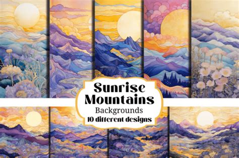 Purple Mountains Sunrise Backgrounds Graphic by Laura Beth Love ...