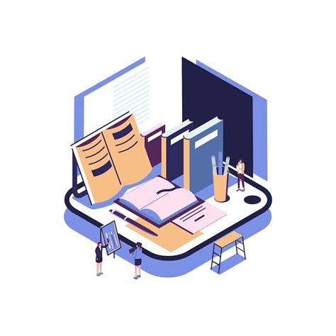 Premium Vector School Subject Language Flat Style Isometric