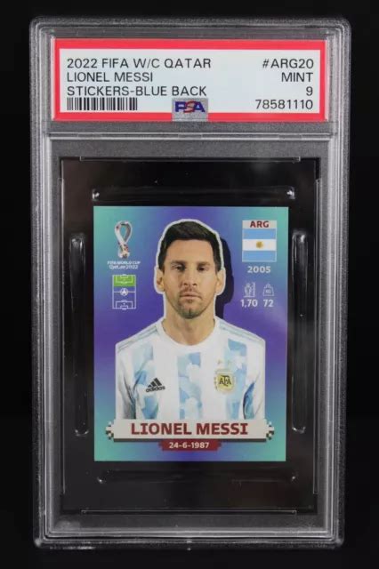 LIONEL MESSI PSA 9 Sticker Panini World Cup Qatar 2022 ARG 20 EUR