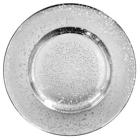 Charge It By Jay 13 Round Silver Speckled Glass Charger Plate 12 Pack