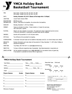 Fillable Online Ymcalincoln Bball Bash Registrationform Ymcalincoln