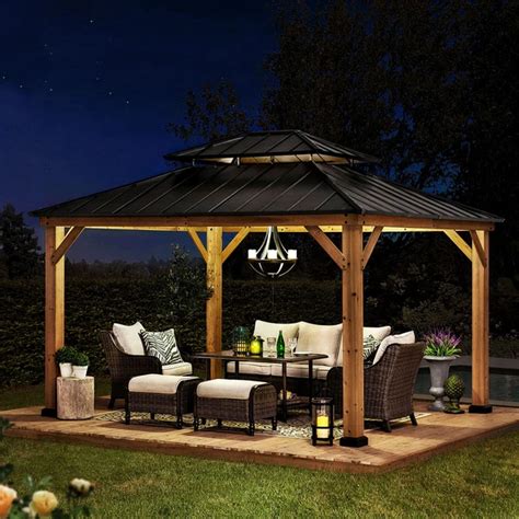 Sunjoy Wooden Hardtop Gazebo For Sale 11x13 For Outdoor Backyard Patio Tuin Ideeën House Gazebo