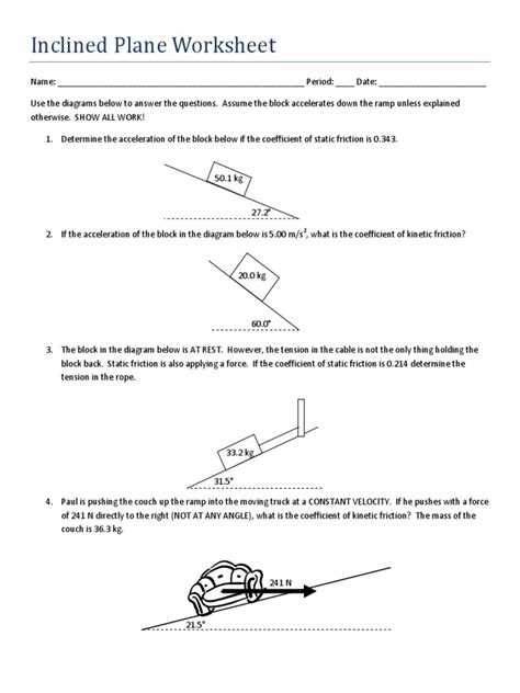 Free inclined plane worksheet, Download Free inclined plane worksheet png images, Free ...