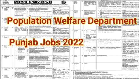 Population Welfare Department Punjab Jobs 2022 Nts Org Pk