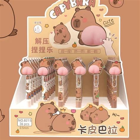 Pcs Capybara Cartoon Mechanical Gel Pens Cute Squeeze Anti Stress Toy