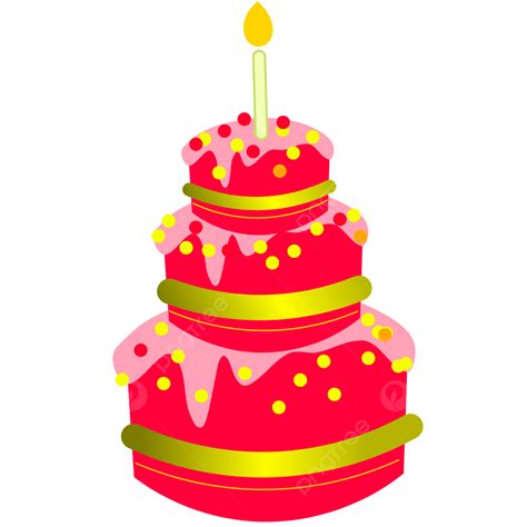 Beautiful Decorative Red Velvet Golden Birthday Cake Illustration Cake