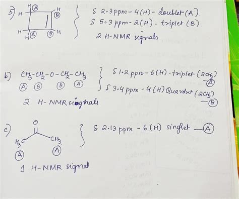 Solved A B C D 5 Provide The Expected Shift Values In The 1h Nmr Course Hero