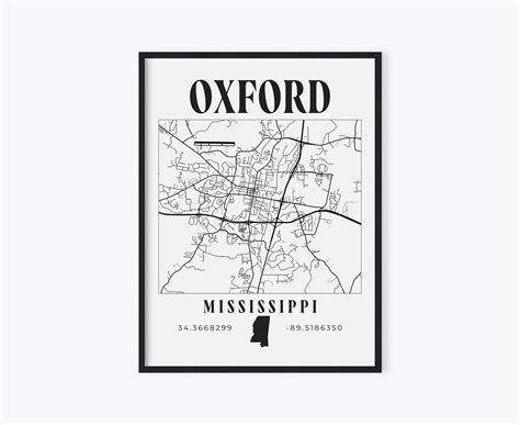 Oxford Map, Oxford Print, Mississippi Decor, Oxford Map Print, Oxford ...