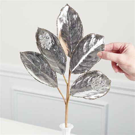 Artificial Silver Magnolia Leaf Spray Picks Sprays Floral