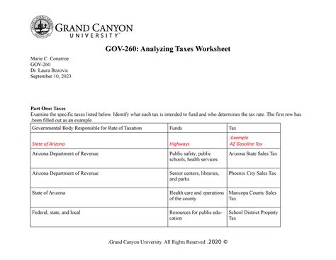 Analyzing Tax Worksheet Gov Analyzing Taxes Worksheet Marie C