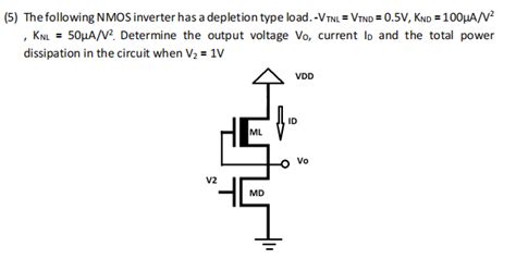 Solved 5 The Following NMOS Inverter Has A Depletion Type Chegg