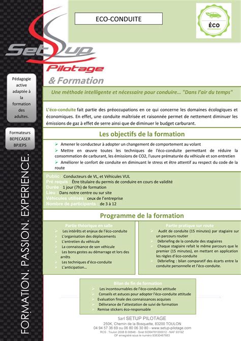 Formation Éco Conduite en PACA Setup Pilotage