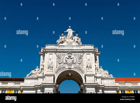 Arco Da Rua Augusta Triumphal Arch In Lisbon Portugal Europe Stock