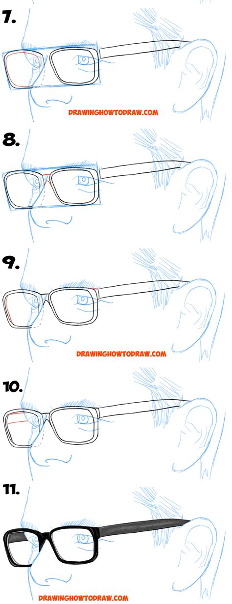 How To Draw Glasses On A Person’s Face From All Angles Side Profile Front And Side Views