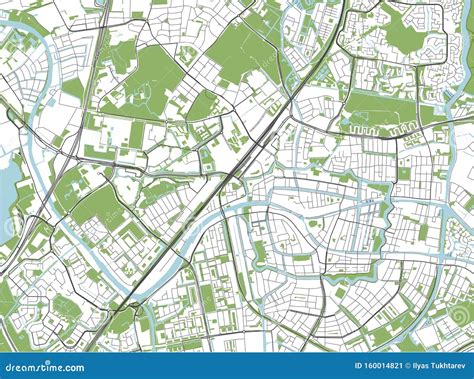 Map of the City of Leiden, Netherlands Stock Illustration ...