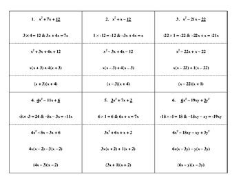 steps  splitting  middle term  factoring quadratics tpt