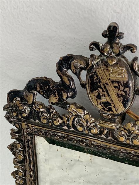 Antique Italian Cast Brass Coat Of Arms Wall Mirror Early Etsy