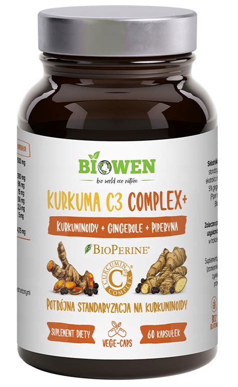 Biowen KURKUMA C3 Complex PIPERYNA Imbir WĄTROBA TRAWIENIE 14369987702