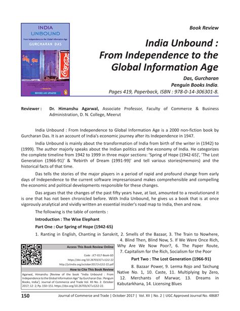 Pdf Book Review India Unbound From Independence To The Global