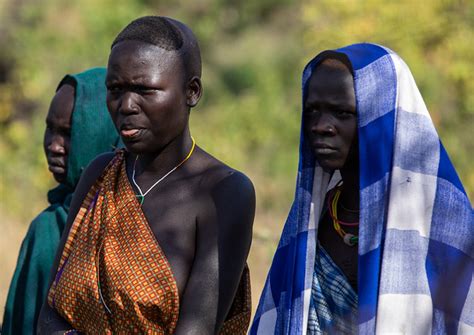 Suri Tribe Women Watching A Donga Stick Fighting Ritual Omo Valley