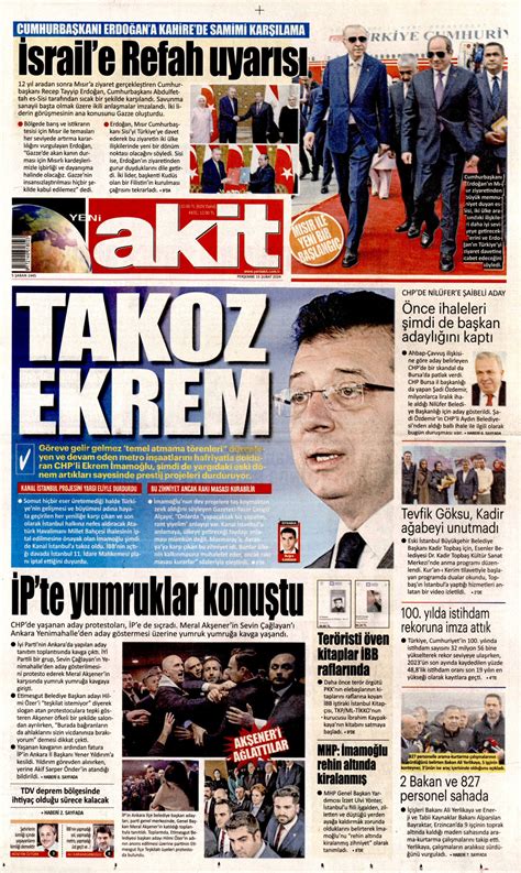 Yeni Akit Gazetesi Yeni Akit Manşet Oku Haberler 15 Şubat 2024