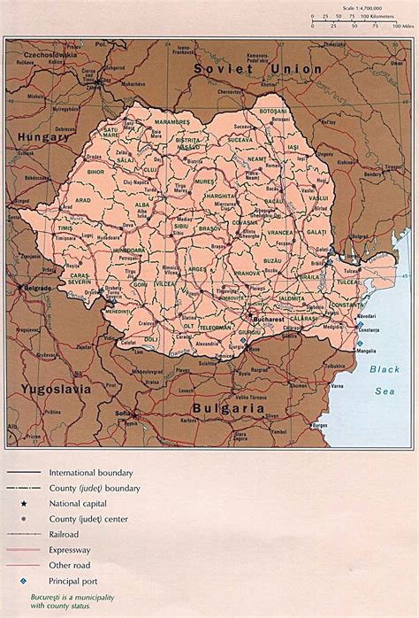 Large Detailed Political And Administrative Map Of Romania With Roads