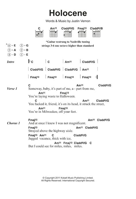 Holocene by Bon Iver - Guitar Chords/Lyrics - Guitar Instructor