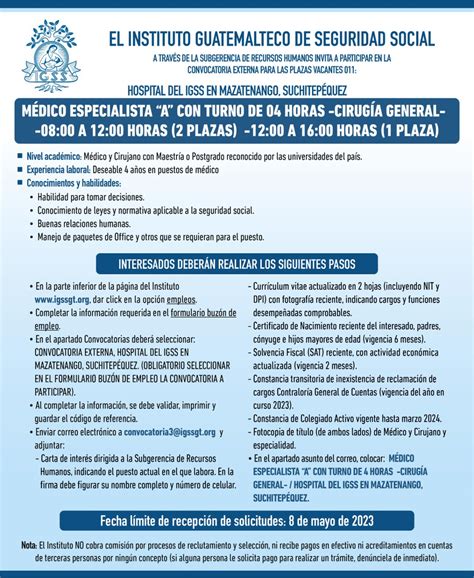 IGSS GT On Twitter El IGSS Invita A Participar En La Convocatoria