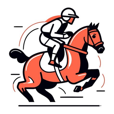 Premium Vector Horse Racing Jockey On The Horse Vector Illustration