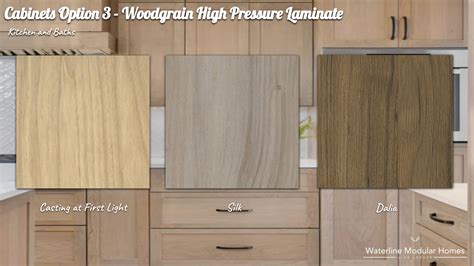 Cabinets Option 3 Woodgrain High Pressure Laminate One Wall Kitchen Waterline Modular Homes