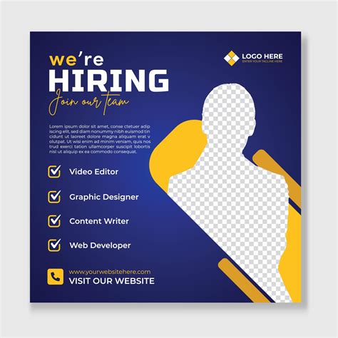 We Are Hiring Job Vacancy Promotional Social Media Post Or Square Web