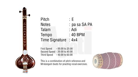 Tanpura Pitch E With Bpm Mridangam Drone Reference For Vocal And