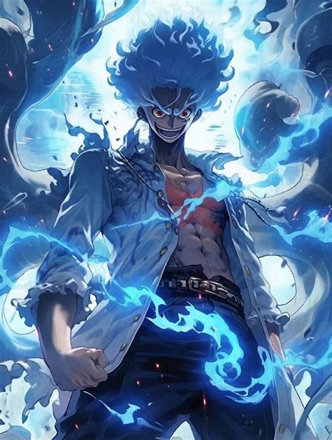 An Anime Character With Blue Hair And Lightning