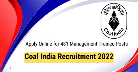 Coal India Recruitment 2022 Apply For 481 Management Trainee Posts