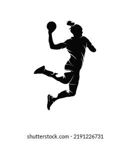 Handball Player Throwing Ball Female Handball Stock Vector Royalty