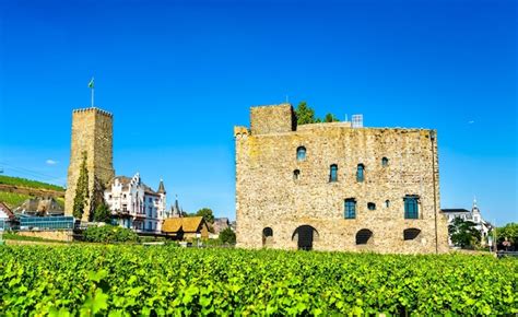 Ruedesheim Am Rhein 라인 협곡 독일의 Boosenburg 및 Broemserburg 성 프리미엄 사진