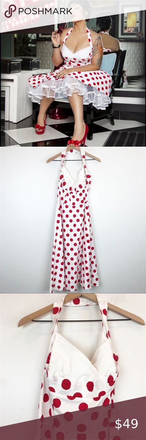 STOP STARING Polka Dot Halter Swing Dress Pinup Halter Swing Dress