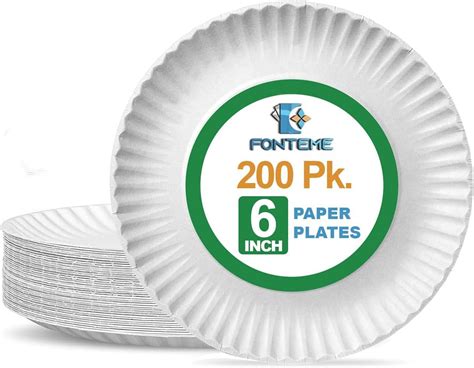 Fonteme Inch Disposable Paper Plates Count White Uncoated