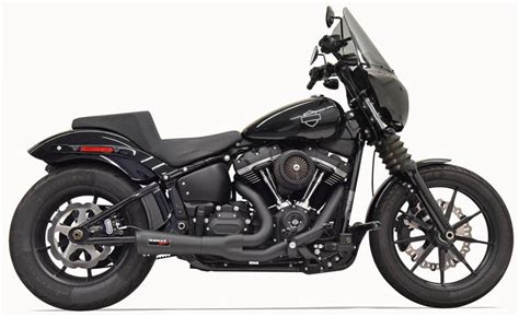 Short Ripper 2 Into1 Black For 2018 2024 Softail Street Bob Lowrider