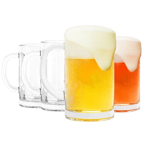 4 Pack Heavy Beer Glass Mug 16oz Beer Mug Large Beer Glasses With