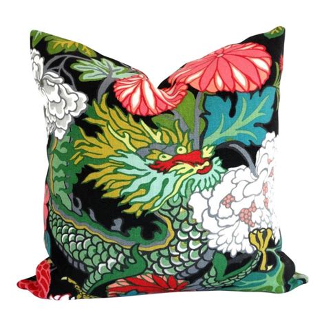 20 X 20 Ebony Schumacher Chiang Mai Dragon Decorative Pillow Cover