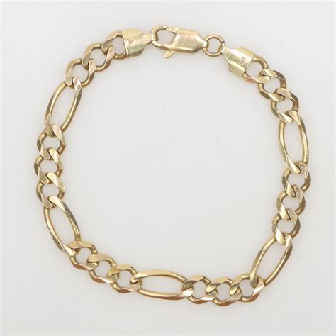 Kt Gold Figaro Chain Bracelet Property Room