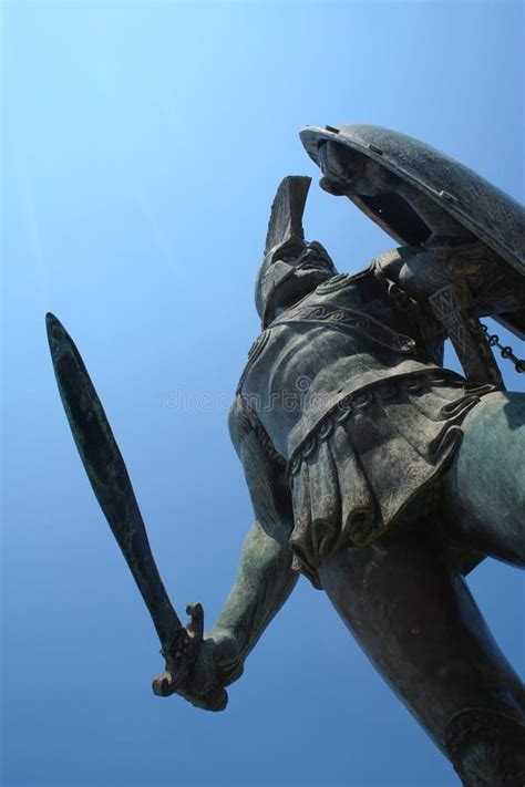 Statue of King Leonidas in Sparta, Greece Stock Image - Image of blue ...