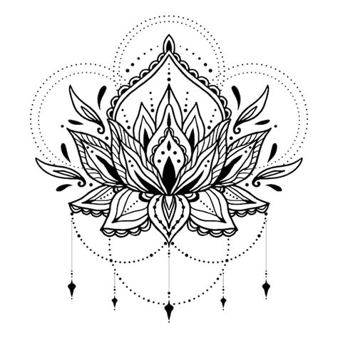 Free Vector Hand Drawn Mandala Lotus Flower Drawing