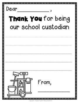 Custodian Appreciation Day Printable Thank You Card For School