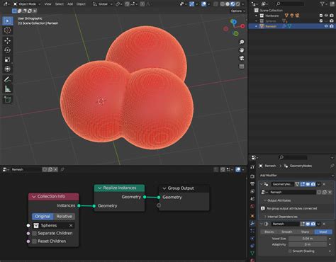 Mesh Can I Join Spheres Together And Remesh Them In A Way That Keeps