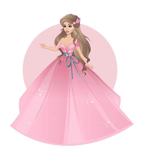 Beautiful Princess In Pink Dress Stock Vector Illustration Of