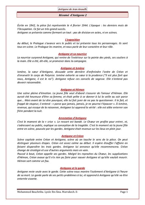 Résumé d Antigone Partie 2 AlloSchool