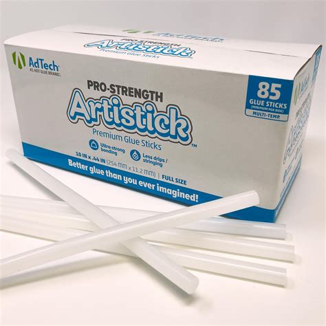 Amazon AdTech Artistick Stringless Hot Glue Sticks 10 Full Size White 85 Sticks