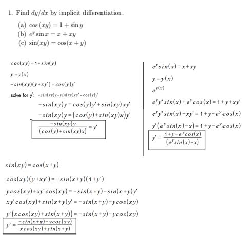 Three Examples Of Implicit Derivatives Calculus Coaches